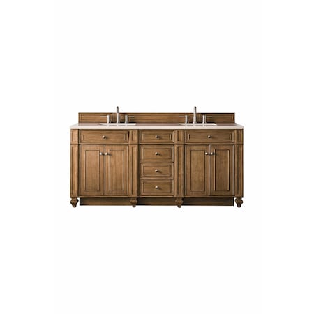 James Martin Vanities Bristol 72in Double Vanity, Saddle Brown w/ 3 CM Eternal Marfil Quartz Top 157-V72-SBR-3EMR